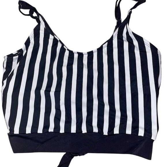 - coral Reef  Women's Striped tankini top  Black/white  Size M High Support - Picture 2 of 7